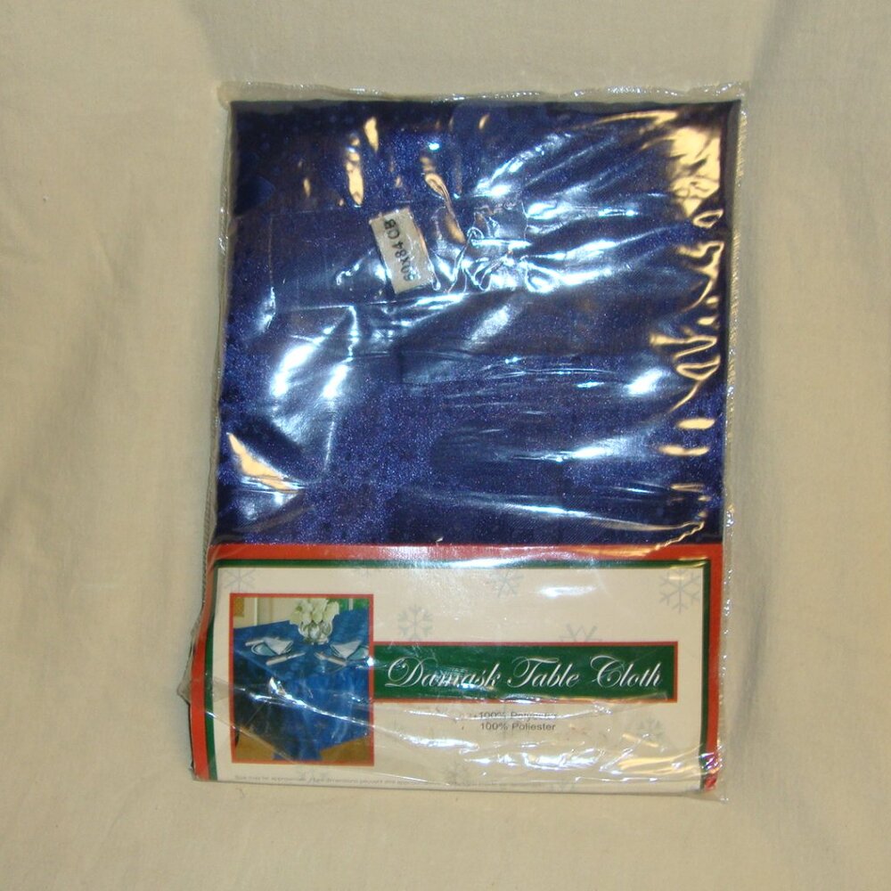 Blue Snowman Xmas Damask Table Cover Cloth Polyester Oblong Tablecloth 60 x 84